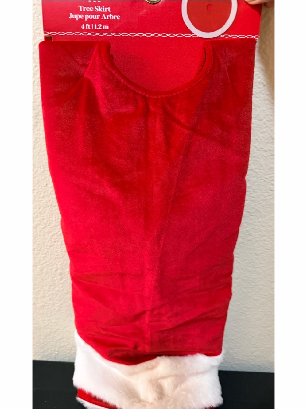 Ashland Red Tree Skirt with White Faux Fur Trim